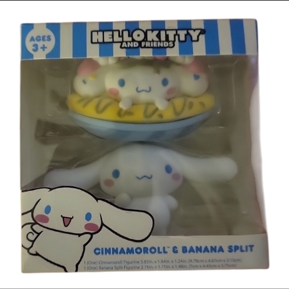 NIB Collectible Hello Kitty & Cinnamoroll & Banana Split Figurines Flocked 3+ - Picture 2 of 9